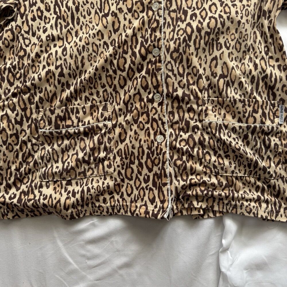 NINE WEST Cheetah print Pajamas  long-sleeve top with pants Loungewear - Picture 4 of 16
